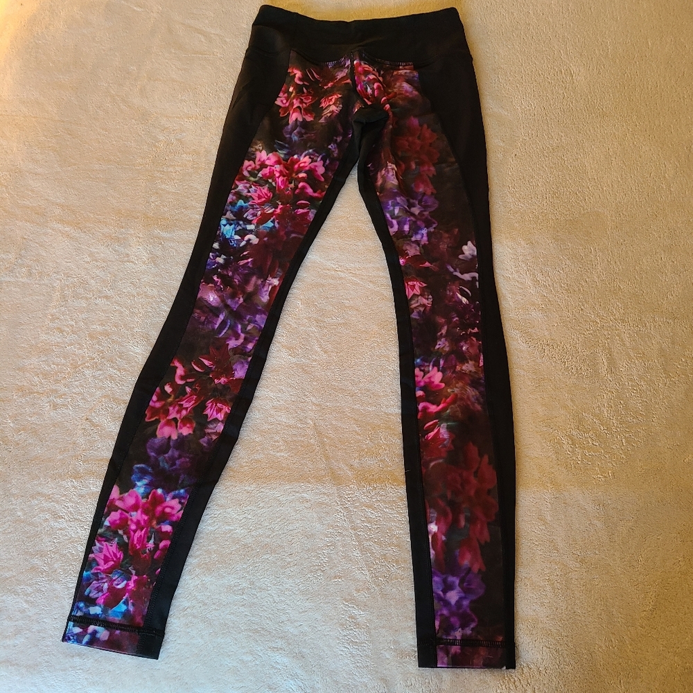 Lululemon Wunder Under Pant Color Blocked Size 6 Floral Print Leggings - Picture 3 of 7